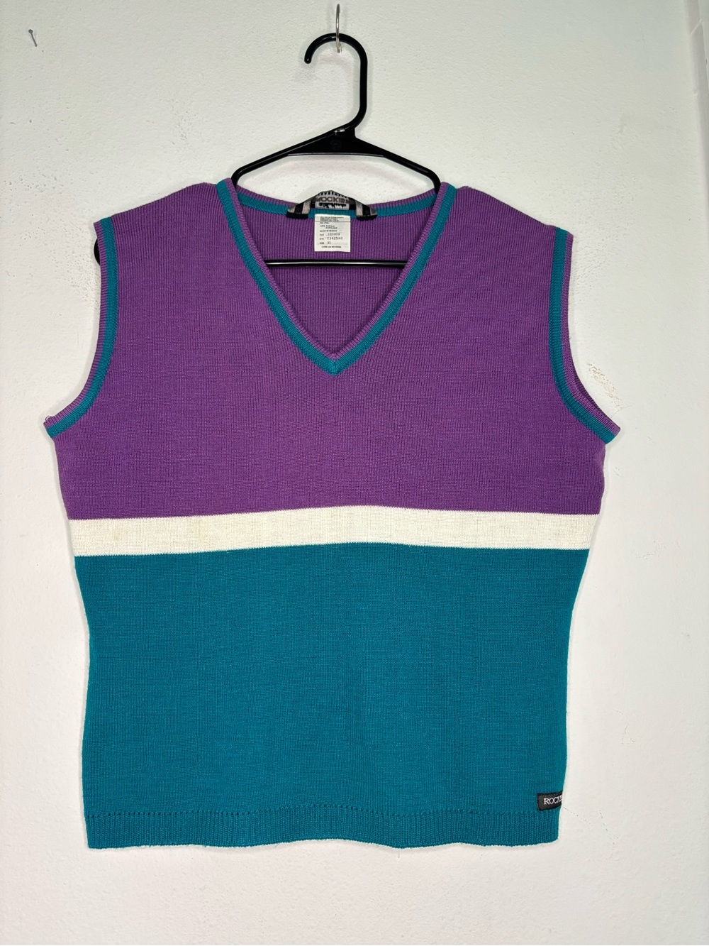 AUTHENTIC ROCKIES JEANSWEAR VINTAGE PASTEL V NECK SWEATER SZ XL